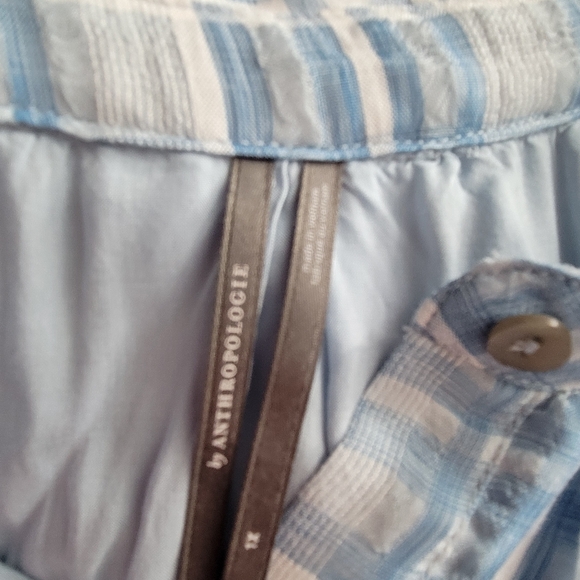 Anthropologie Sleeveless Button Down Shirt Dress Blue Plaid Maxi Tiered XL - Picture 5 of 5